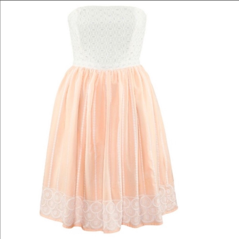 H&M conscious - pink white strapless eyelet dress - Picture 3 of 7